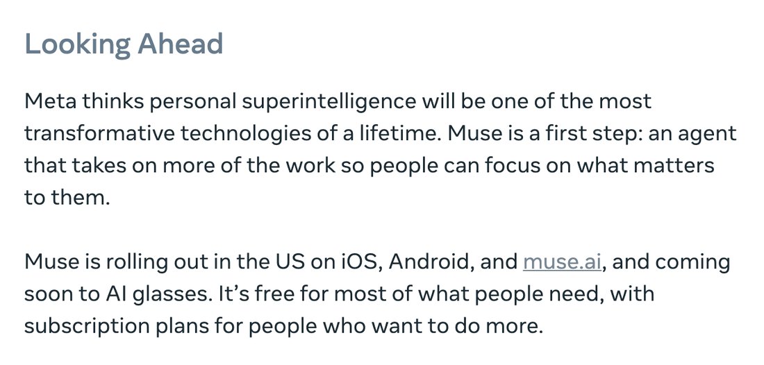 메타 공식 발표: 뮤즈는 미국에서 iOS, 안드로이드, muse.ai로 출시되고 AI 안경은 곧 지원